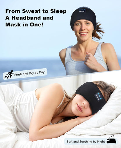 Bluetooth Sleep Headband – Wireless Headphones, Built-In Speakers, Comfortable Fabric, 10-Hour Battery Life
